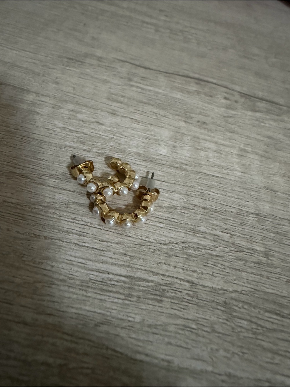 Gold Pearl Accent Hoop Earrings - Women Jewelry